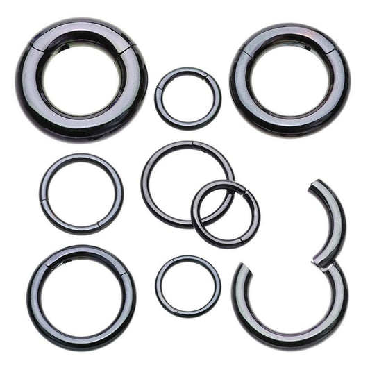 Colorline Steel Seamless Clicker Ring Captive Bead Impulse Piercings 18 GA (1mm) 5/16" (8mm) Black