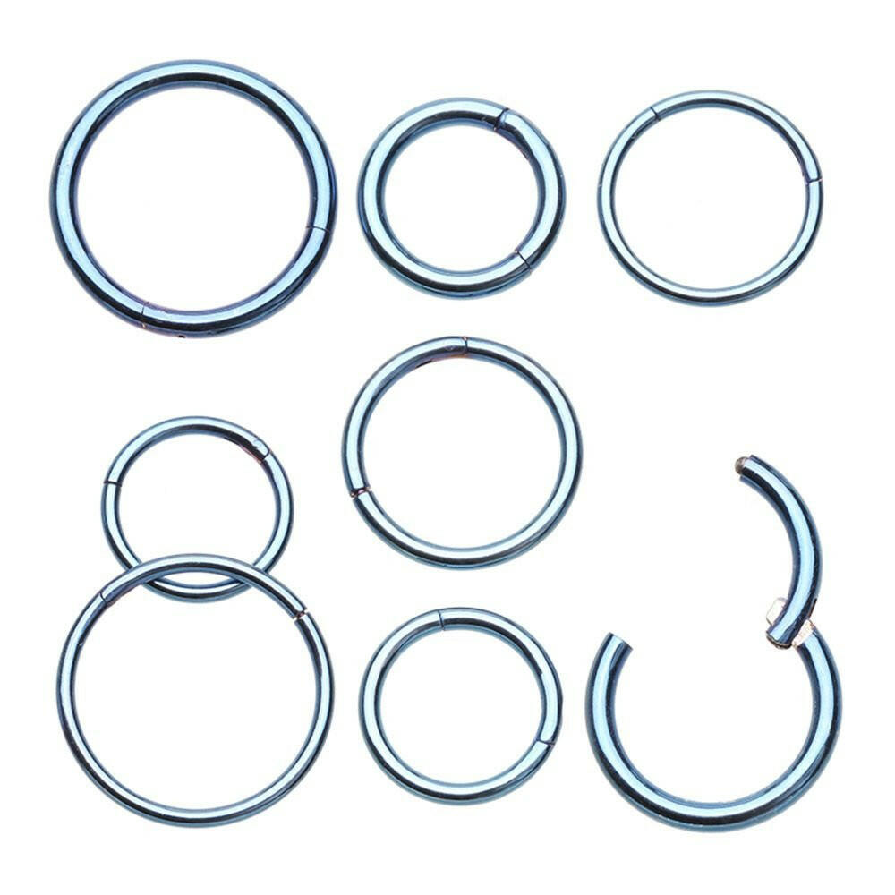 Colorline Steel Seamless Clicker Ring Captive Bead Impulse Piercings 18 GA (1mm) 5/16" (8mm) Blue