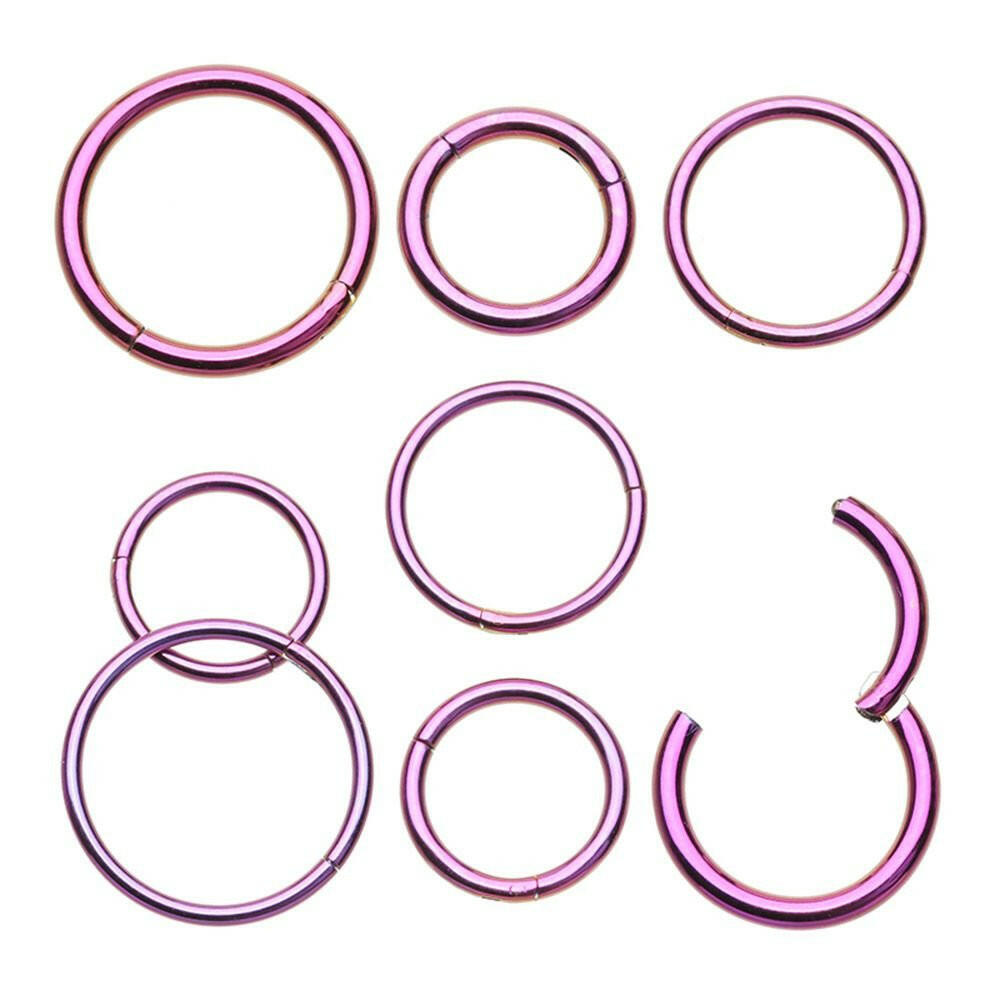 Colorline Steel Seamless Clicker Ring Captive Bead Impulse Piercings 18 GA (1mm) 5/16" (8mm) Purple