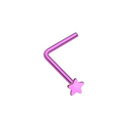 Colorline Steel Star L-Shaped Nose Ring Nose Ring Impulse Piercings 20 gauge (0.8mm) Purple