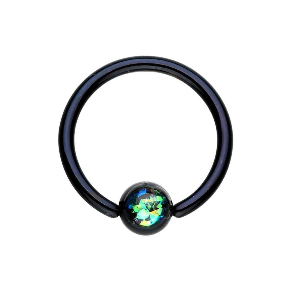 Colorline Synthetic Opal Ball Steel Captive Bead Ring Captive Bead Impulse Piercings 5/16" (8mm) Black