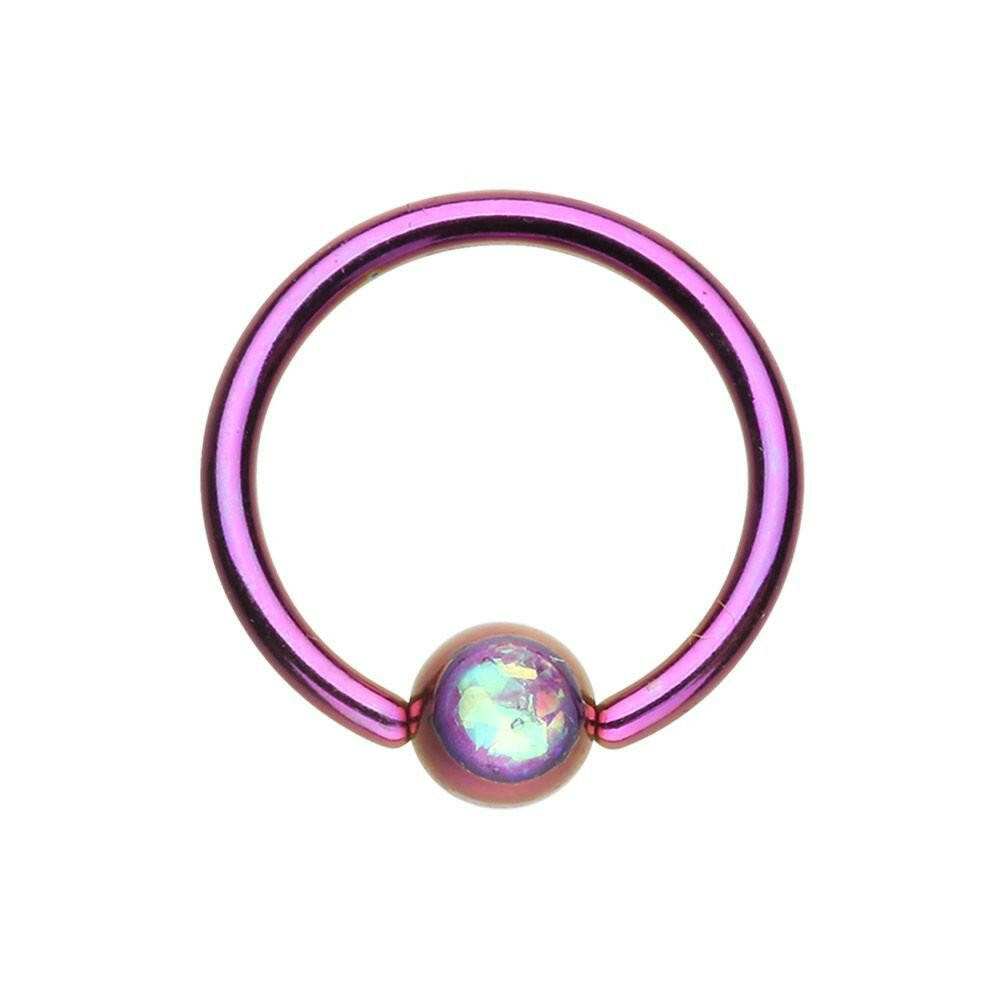 Colorline Synthetic Opal Ball Steel Captive Bead Ring Captive Bead Impulse Piercings 5/16" (8mm) Purple