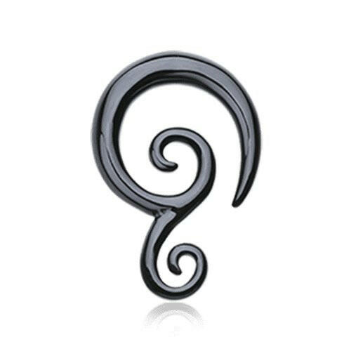 Colorline Tribal Swirls Ear Gauge Spiral Hanging Taper Tapers Impulse Piercings 14 GA (1.6mm) Black