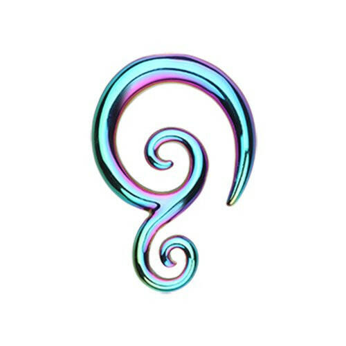 Colorline Tribal Swirls Ear Gauge Spiral Hanging Taper Tapers Impulse Piercings 14 GA (1.6mm) Rainbow