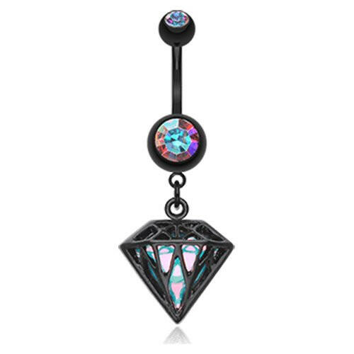 Colorline Urban Irisdescent Diamond Belly Button Ring Navel Ring Impulse Piercings Black/Aurora Borealis