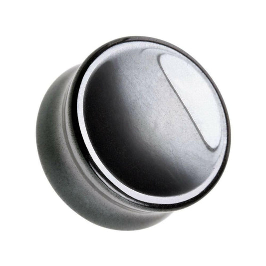 Concave Hematite Stone Double Flared Ear Gauge Plug Earrings Plug Earrings Impulse Piercings 2 GA (6.5mm)