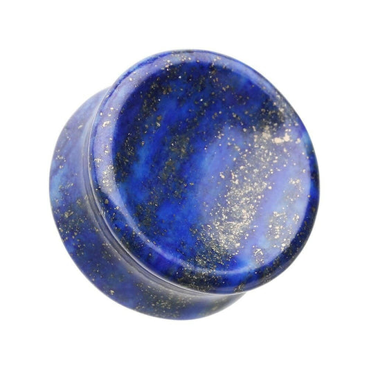 Concave Lapis Natural Stone Double Flared Ear Gauge Plug Earrings Plug Earrings Impulse Piercings 2 GA (6.5mm)