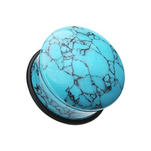 Convex Turquoise Single Flared Ear Gauge Plug Earrings Plug Earrings Impulse Piercings 2 GA (6.5mm)