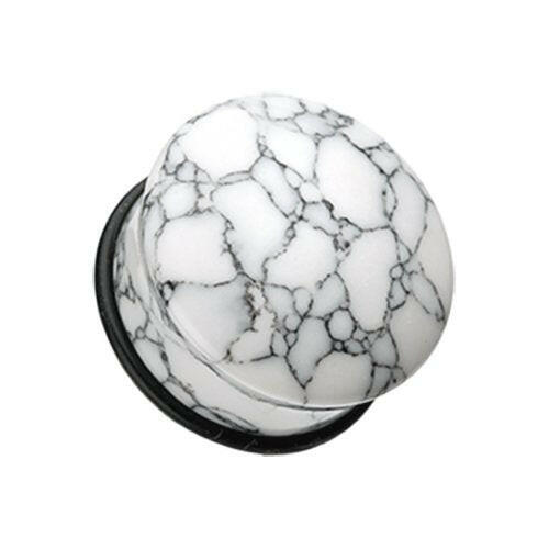 Convex White Howlite Single Flared Ear Gauge Plug Earrings Plug Earrings Impulse Piercings 7/16" (11mm)