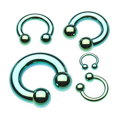 Copy of Colorline PVD Basic Horseshoe Circular Barbell - Green Septum Ring Impulse Piercings 18 GA (1mm) 5/16" (8mm) 1/8" (3mm)