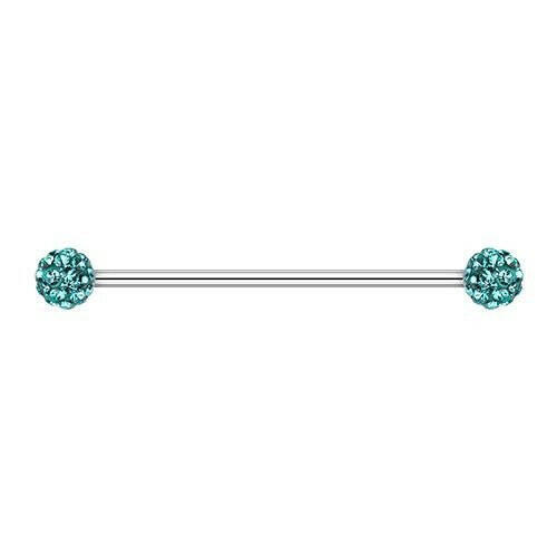 Copy of Multi-Sprinkle Dot Multi Gem Industrial Barbell Industrial Barbell Impulse Piercings 1-1/4" (32mm) 1/4" (6mm) Teal