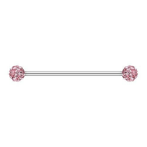 Copy of Multi-Sprinkle Dot Multi Gem Industrial Barbell Industrial Barbell Impulse Piercings 1-3/8" (35mm) 3/16" (5mm) Light Pink