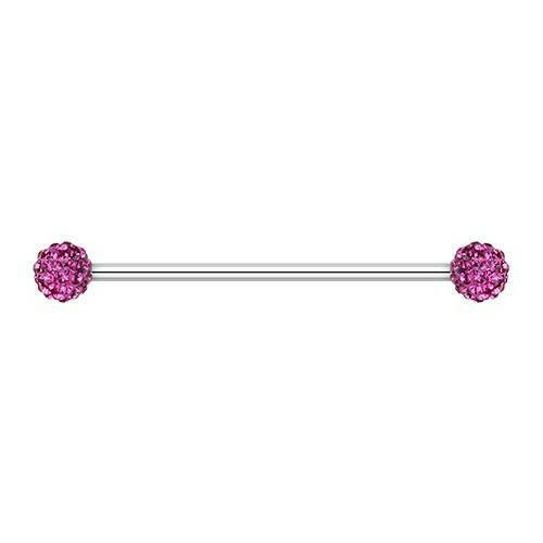 Copy of Multi-Sprinkle Dot Multi Gem Industrial Barbell Industrial Barbell Impulse Piercings 1-1/4" (32mm) 1/4" (6mm) Fuchsia