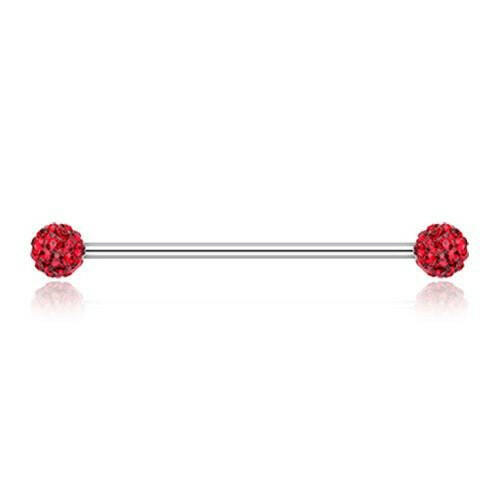 Copy of Multi-Sprinkle Dot Multi Gem Industrial Barbell Industrial Barbell Impulse Piercings 1-1/4" (32mm) 1/4" (6mm) Red