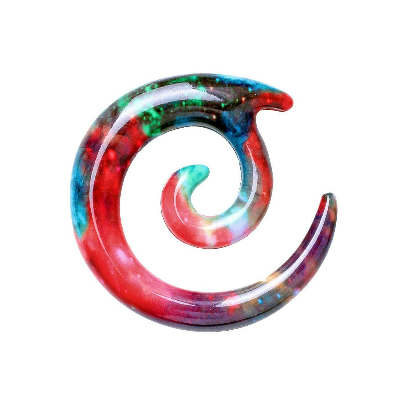 Cosmic Galaxy Acrylic Ear Gauge Spiral Hanging Taper Variety of Sizes Available Impulse Piercings 14 GA (1.6mm)