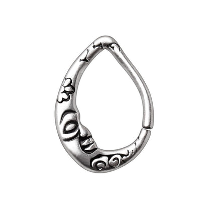 Stainless Steel Crescent Moon Teardrop Seamless Ring - Skin Metals
