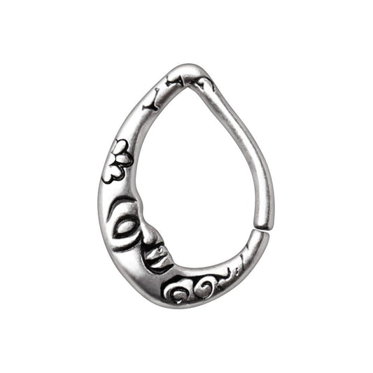 Crescent Moon Teardrop Seamless Ring 16G Antique Silver