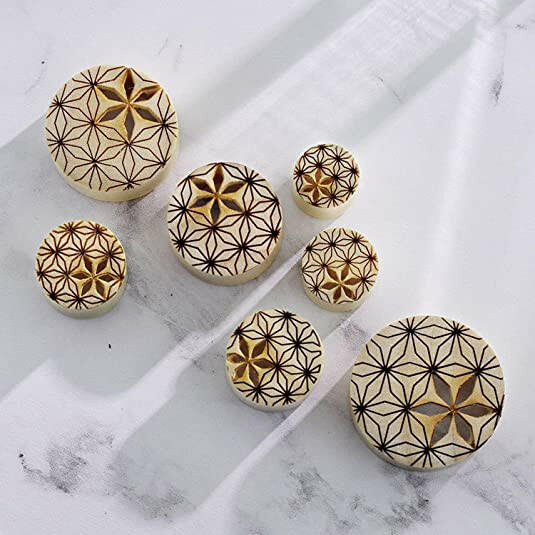 Crocodile Wood Flower of Life Cut Out Saddle Fit Organic Plug Tunnels Plugs Impulse Piercings