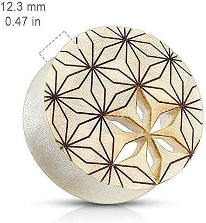 Crocodile Wood Flower of Life Cut Out Saddle Fit Organic Plug Tunnels Plugs Impulse Piercings