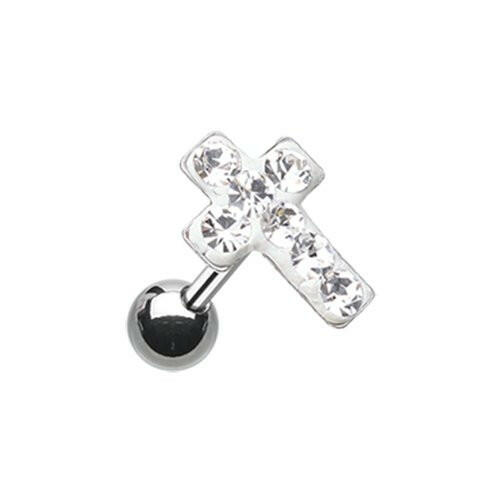 Cross Multi-Sprinkle Dot Multi-Gem Cartilage Tragus Earring Cartilage Earring Impulse Piercings Clear