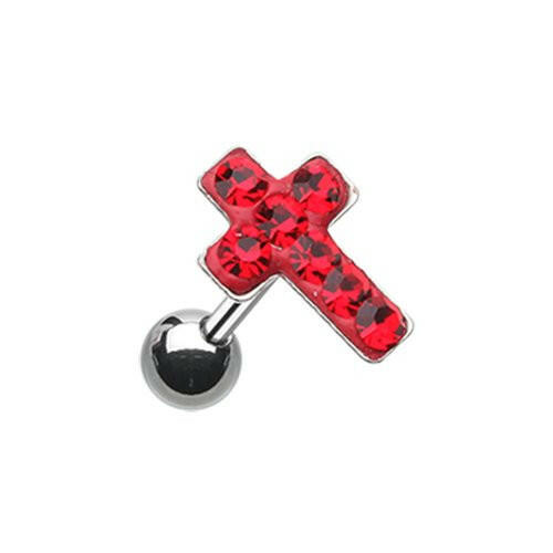 Cross Multi-Sprinkle Dot Multi-Gem Cartilage Tragus Earring Cartilage Earring Impulse Piercings Red