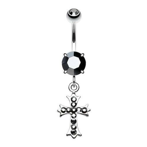 Cross my Path Belly Button Ring Navel Ring Impulse Piercings Black