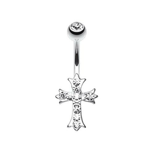 Cross Sparkle Belly Button Ring Navel Ring Impulse Piercings Clear