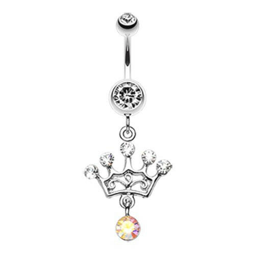 Crown Gem Sparkle Belly Button Ring Navel Ring Impulse Piercings Clear