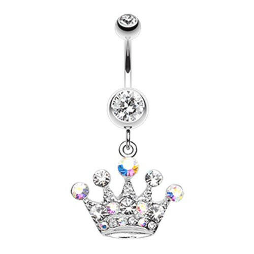 Crown Jewel Multi-Gem Belly Button Ring Navel Ring Impulse Piercings Clear