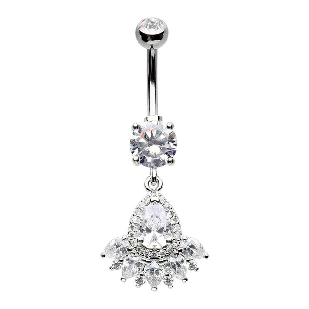 Crown Jewels Cubic Zirconia Belly Button Ring Navel Ring Impulse Piercings