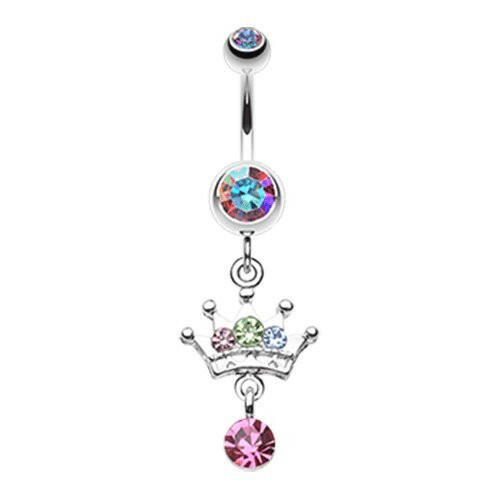 Crown Sparkle Belly Button Ring Navel Ring Impulse Piercings Aurora Borealis