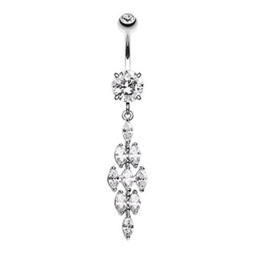 Crystal Diamond Tier Cubic Zirconia Belly Button Ring Navel Ring Impulse Piercings Clear