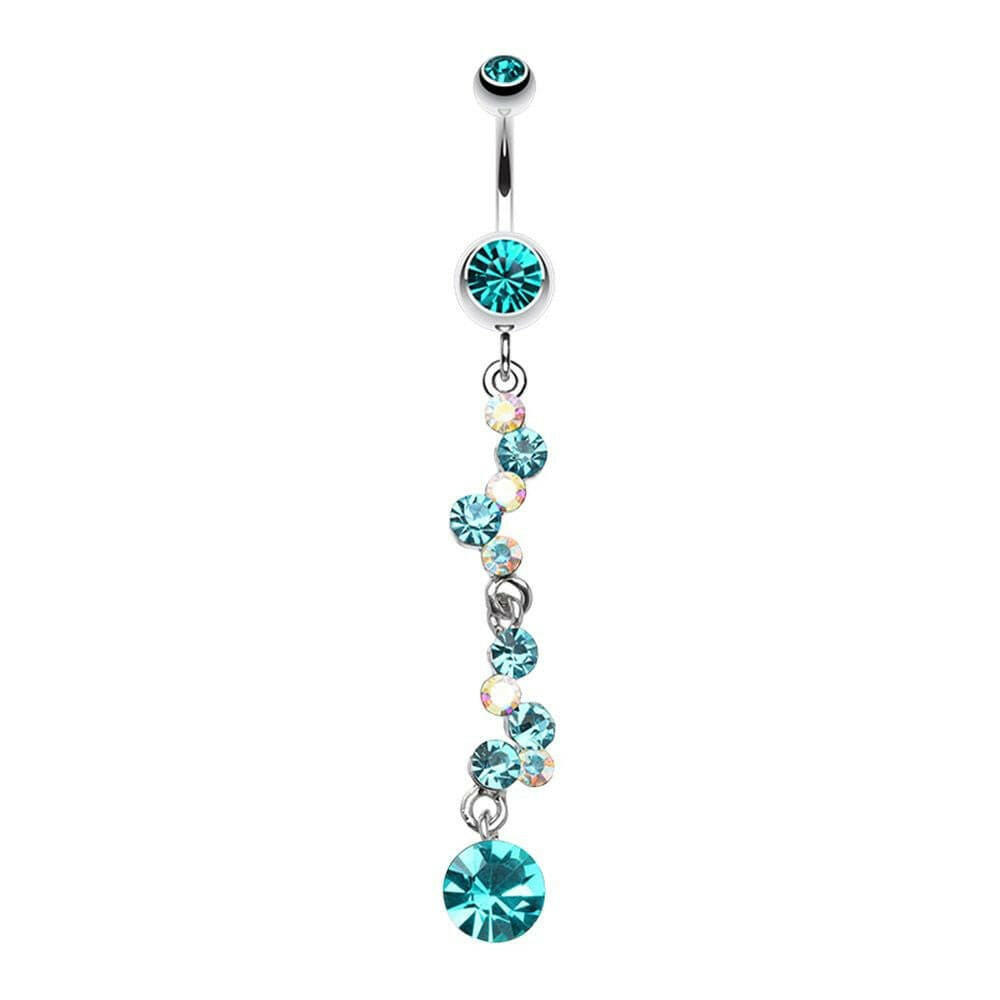 Crystal Journey Swirl Belly Button Ring Navel Ring Impulse Piercings Teal/Aurora Borealis