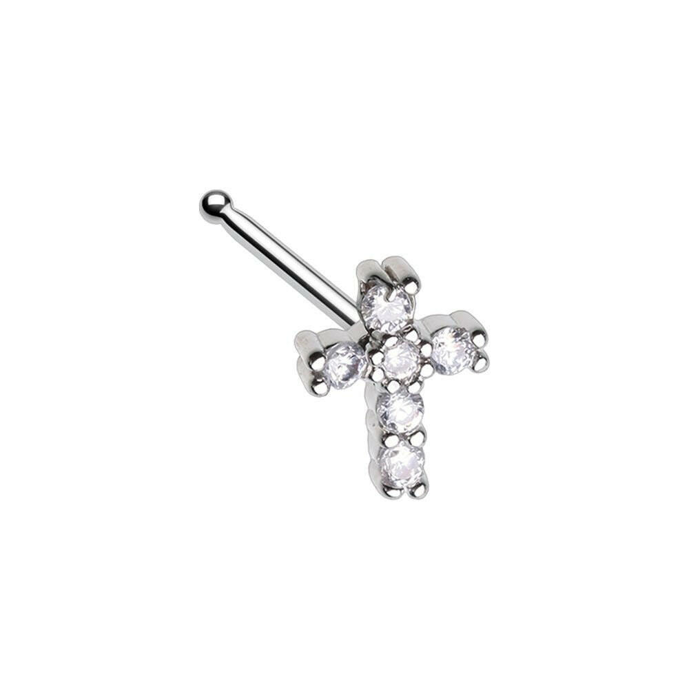 Cubic Cross Prong Set Gem Nose Stud Ring Nose Ring Impulse Piercings