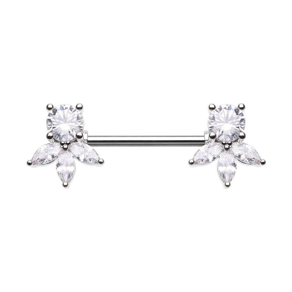 Cubic Elegant Gem Setting Nipple Barbell Ring Nipple Ring Impulse Piercings