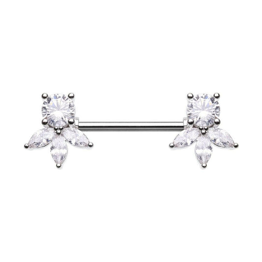 Cubic Elegant Gem Setting Nipple Barbell Ring Nipple Ring Impulse Piercings