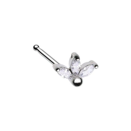 Cubic Lotus Flower Prong Set Gem Nose Stud Ring Nose Ring Impulse Piercings