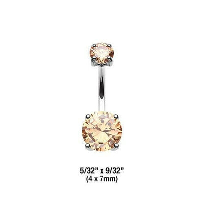 Cubic Zirconia Gem Prong Sparkle Belly Button Ring Navel Ring Impulse Piercings 4x7mm Topaz