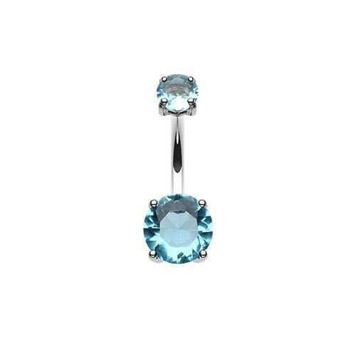 Cubic Zirconia Gem Prong Sparkle Belly Button Ring Navel Ring Impulse Piercings