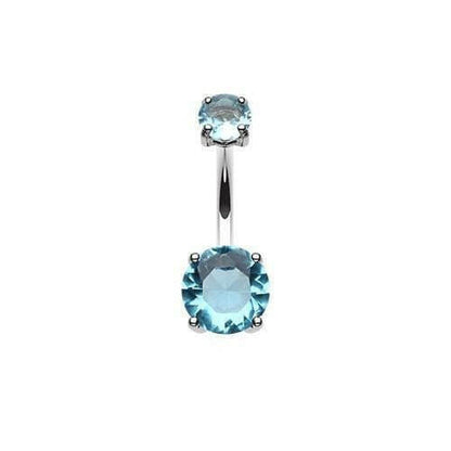 Cubic Zirconia Gem Prong Sparkle Belly Button Ring Navel Ring Impulse Piercings