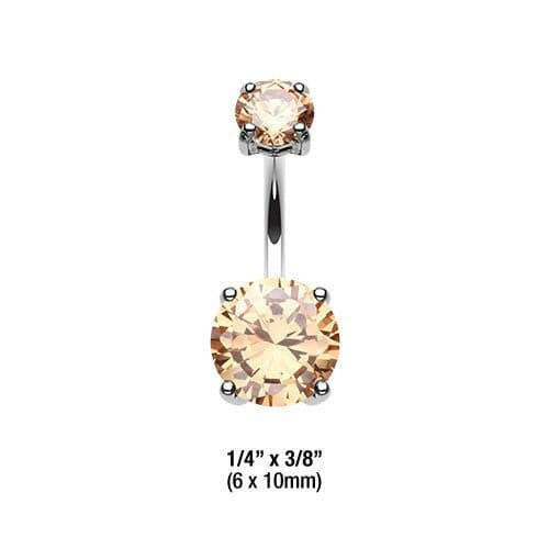 Cubic Zirconia Gem Prong Sparkle Belly Button Ring Navel Ring Impulse Piercings 6x10mm Topaz