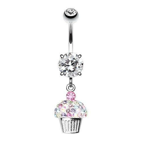 Cupcake Delight Multi-Sprinkle Dot Dangle Belly Button Ring Navel Ring Impulse Piercings 14 gauge (1.6mm) Light Pink