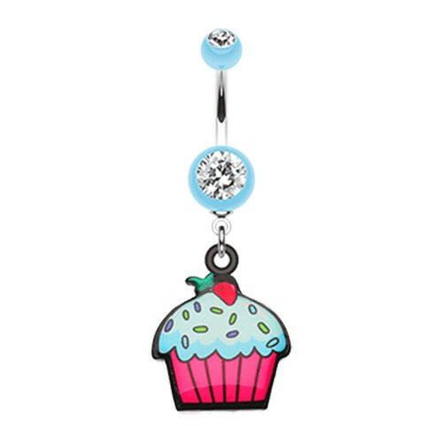 Cupcake sweets Belly Button Ring Navel Ring Impulse Piercings Light Blue