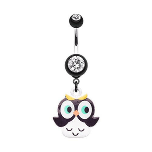 Curious Owl Belly Button Ring Navel Ring Impulse Piercings Black