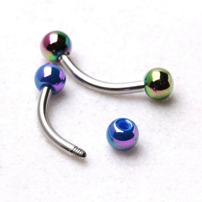 Curved Barbell with Rainbow Coated UV Acrylic Balls Curved Barbell Impulse Piercings