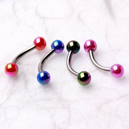 Curved Barbell with Rainbow Coated UV Acrylic Balls Curved Barbell Impulse Piercings