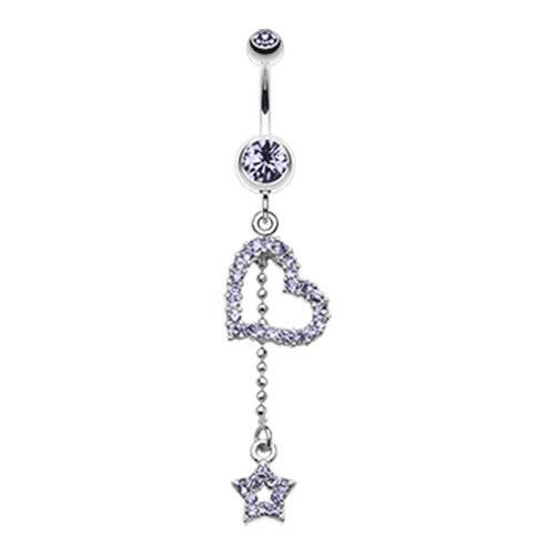 Curved Heart Star Sparkle Belly Button Ring Navel Ring Impulse Piercings Tanzanite