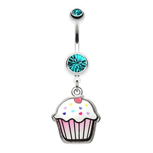 Cute Cupcake Belly Button Ring Navel Ring Impulse Piercings Teal