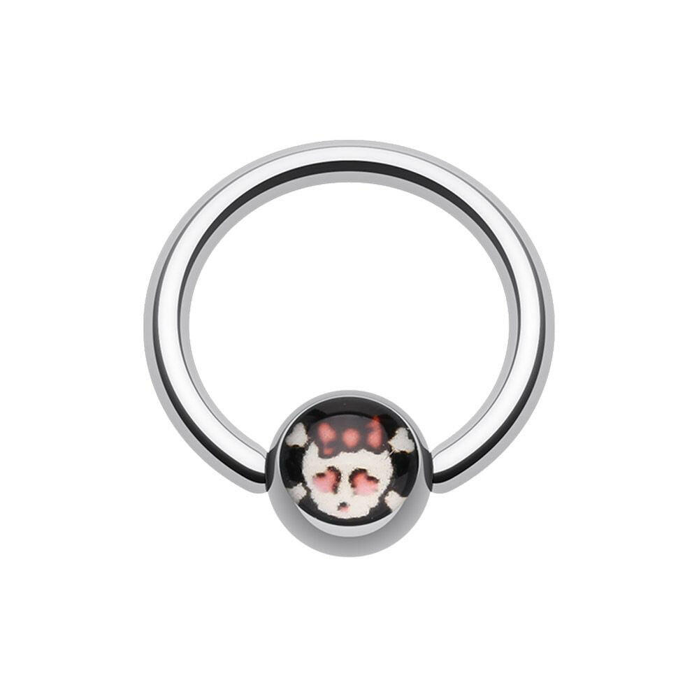 Cute Emo Skull Logo Ball Captive Bead Ring Captive Bead Impulse Piercings