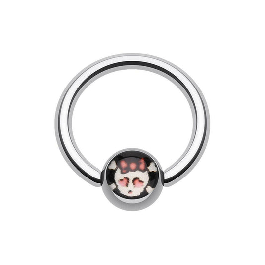 Cute Emo Skull Logo Ball Captive Bead Ring Captive Bead Impulse Piercings